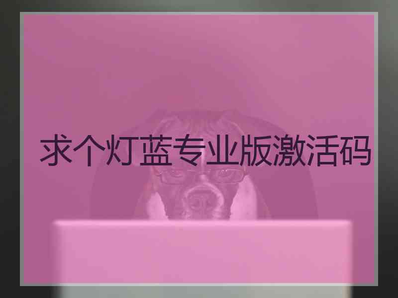求个灯蓝专业版激活码 求个灯蓝专业版激活码